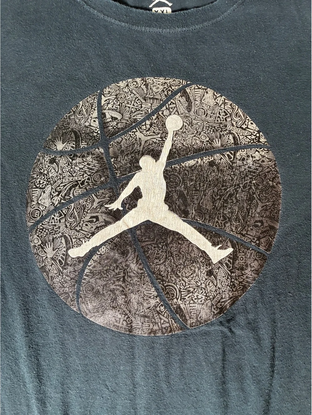 Nike Air Jordan Basketball Logo All Black XXL Shirt Tee Dri Fit
